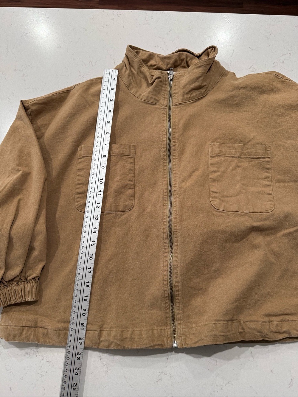 12th Tribe Tan Utility Zip-Front Women's Oversized Jacket. Size XS - Picture 6 of 10